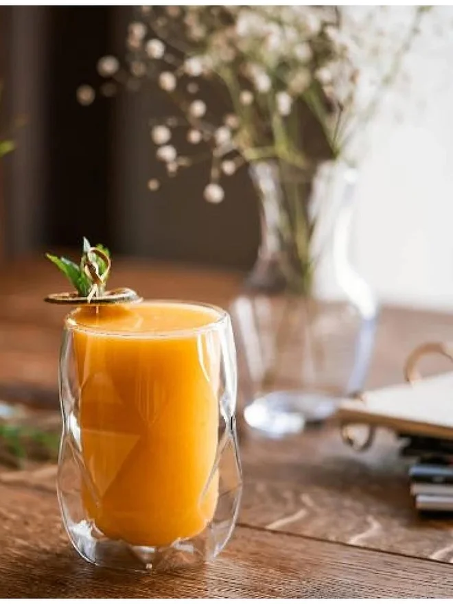 1 تشيس 1CHASE Set of 2 - Double Wall insulated Diamond Shape Coffee Tea Cups 350ml